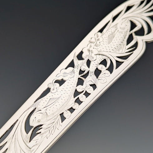 1836 年英國古董純銀手柄魚餐具一對埃爾金頓